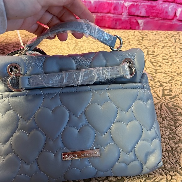Brand New Betsey Johnson Crossbody Bag in Blue Heart‎ Design with attached Pouch - Picture 5 of 9